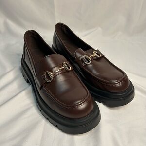 Brown Chunky Platform Loafers by Cuccoo - Size 8